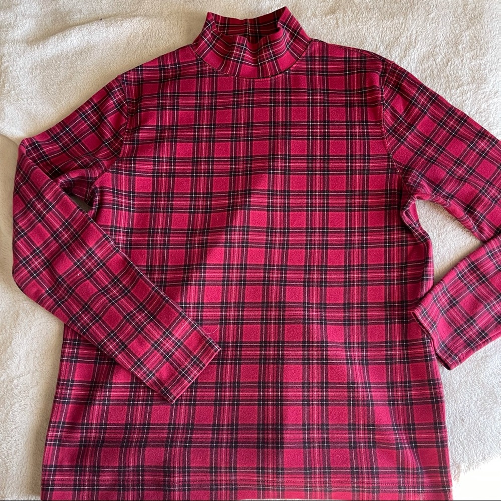 Red Plaid Turtle Neck